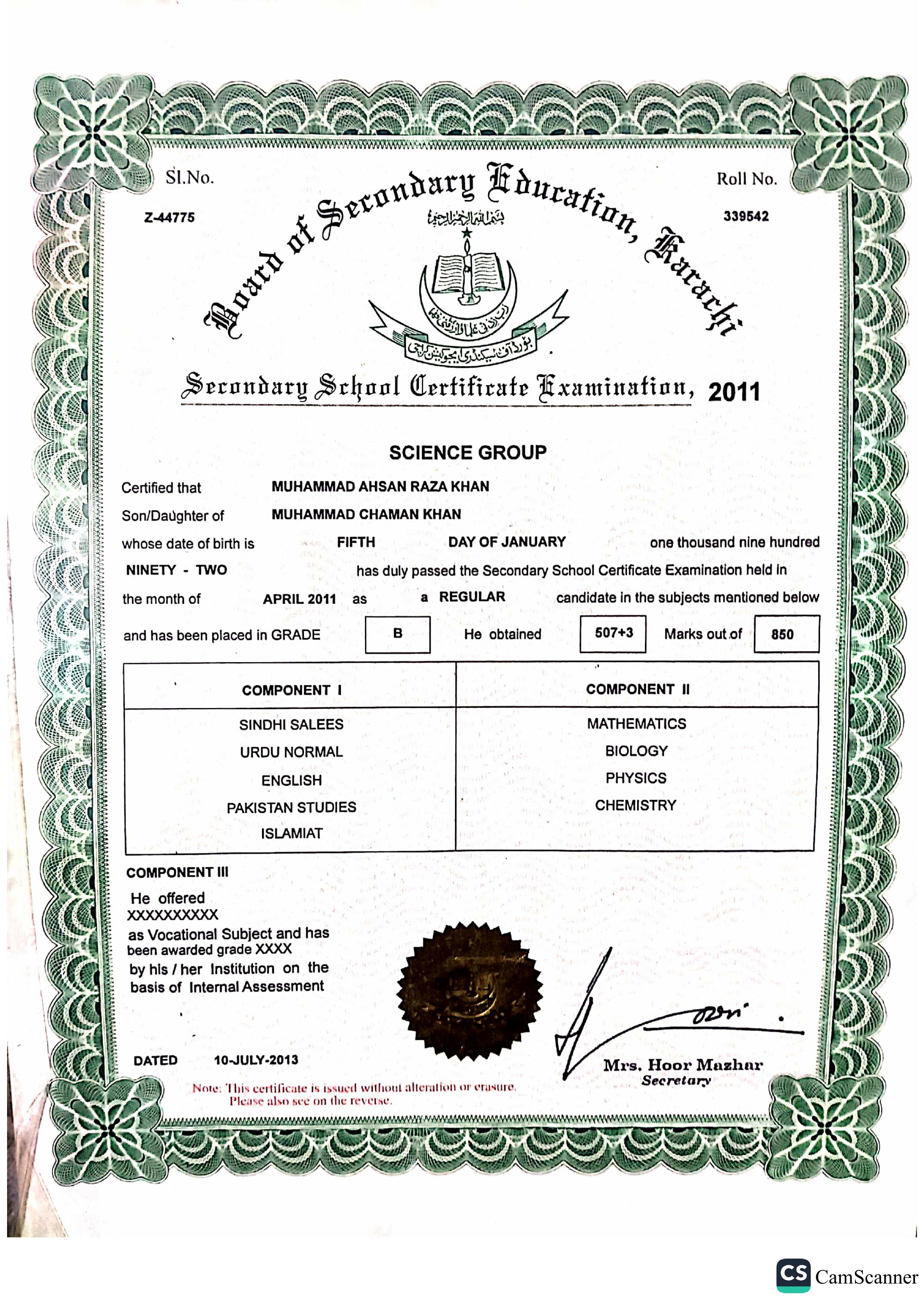 Certificate